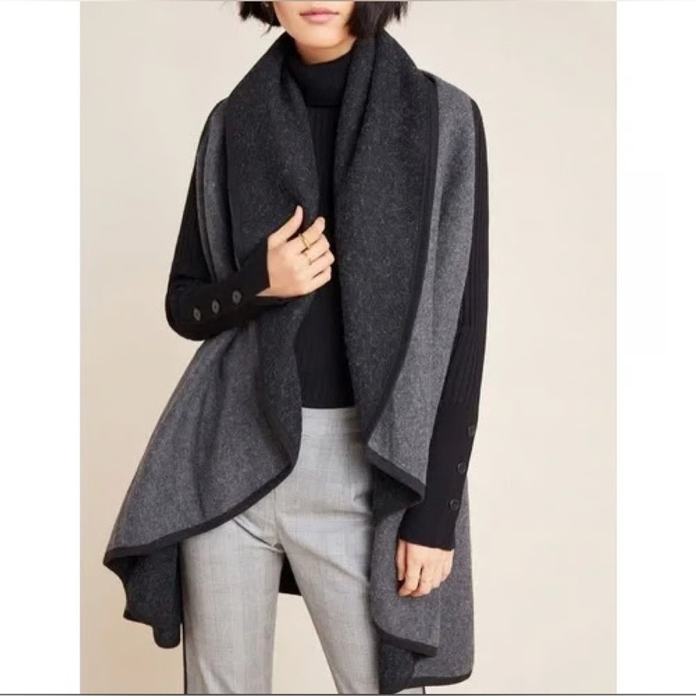 Italy! Anthropologie Lycia Two Tone Reversible Sweater Vest Poncho Cape Jacket